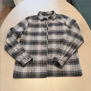 lululemon athletica Black and White Plaid Flannel Casual Button Down Shirt